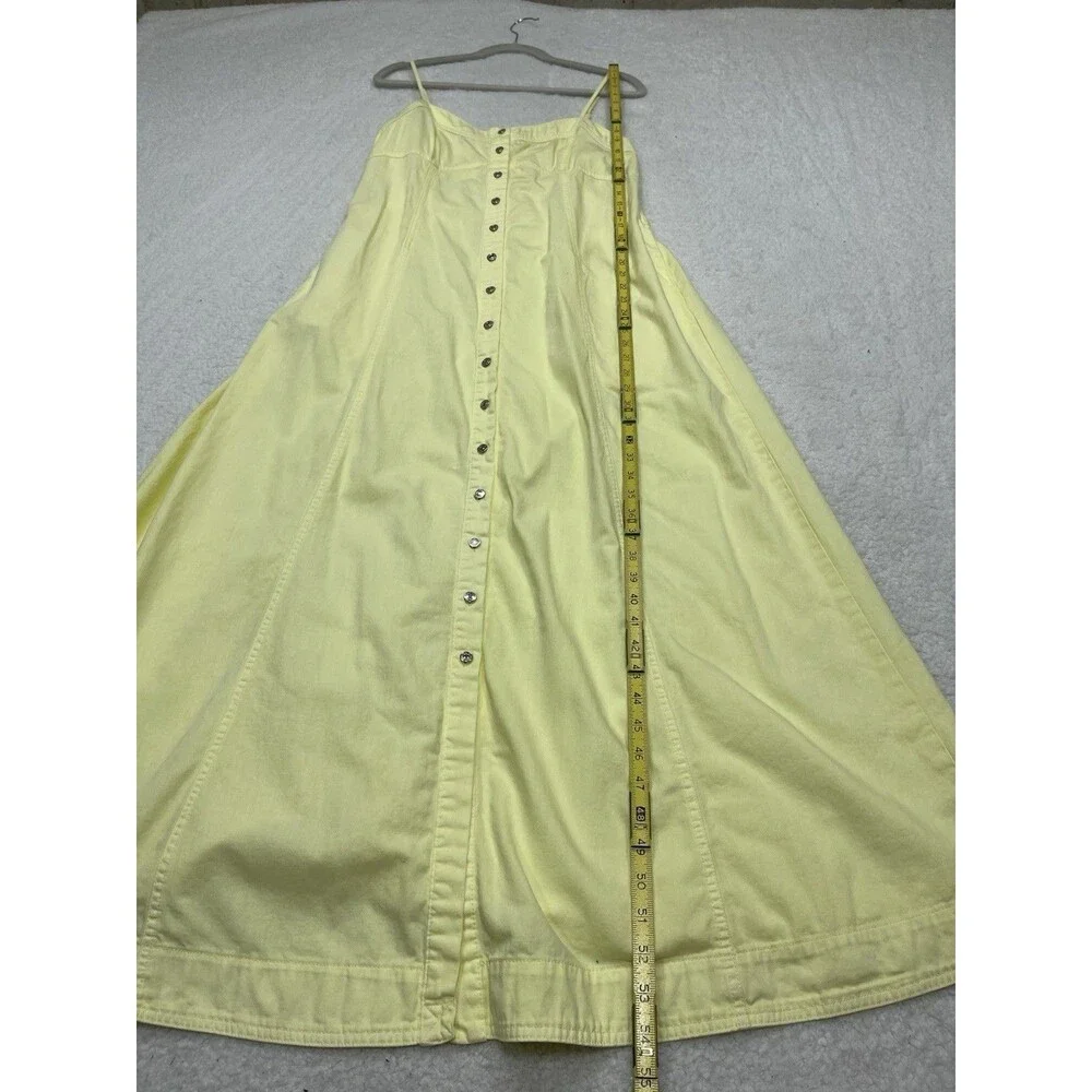 Free People Maxi Dress Women Yellow Just Jill Cotton Vacay Boho Retro Large New - Picture 4 of 12
